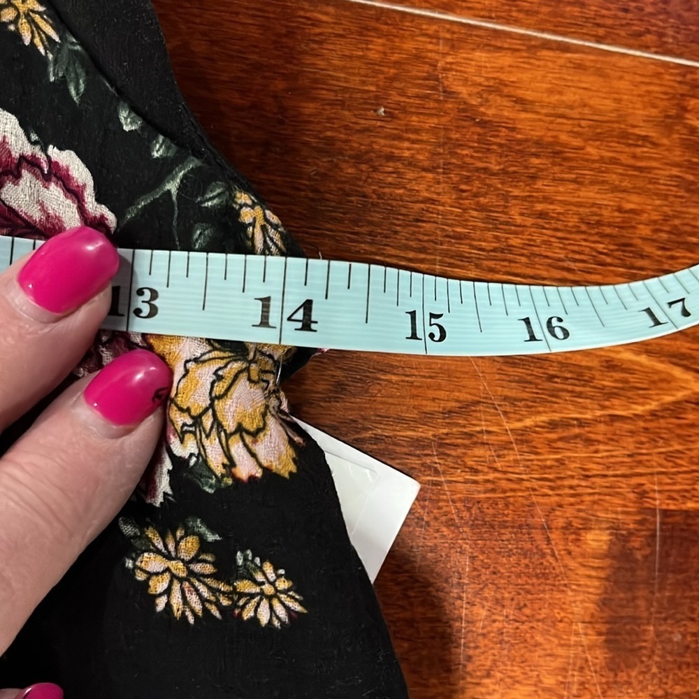 Love, Fire Womens Tunic/Mini XS Black White Floral Plaid Mixed Textures Keyhole - Picture 12 of 14